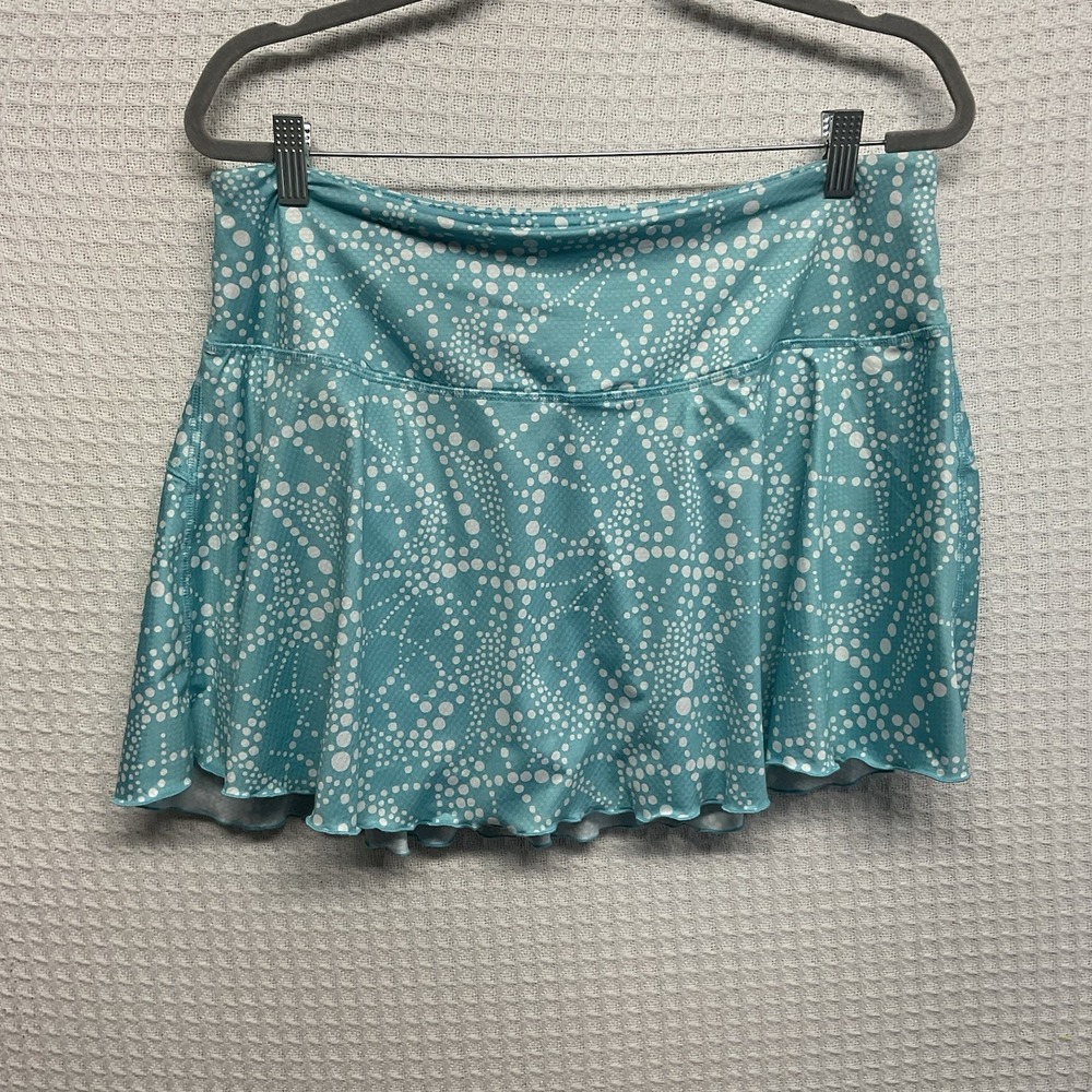 X BY Gottex Womens Golf & Tennis Skort XL Aqua Drop moisture Wicking 50+ UPF 4"
